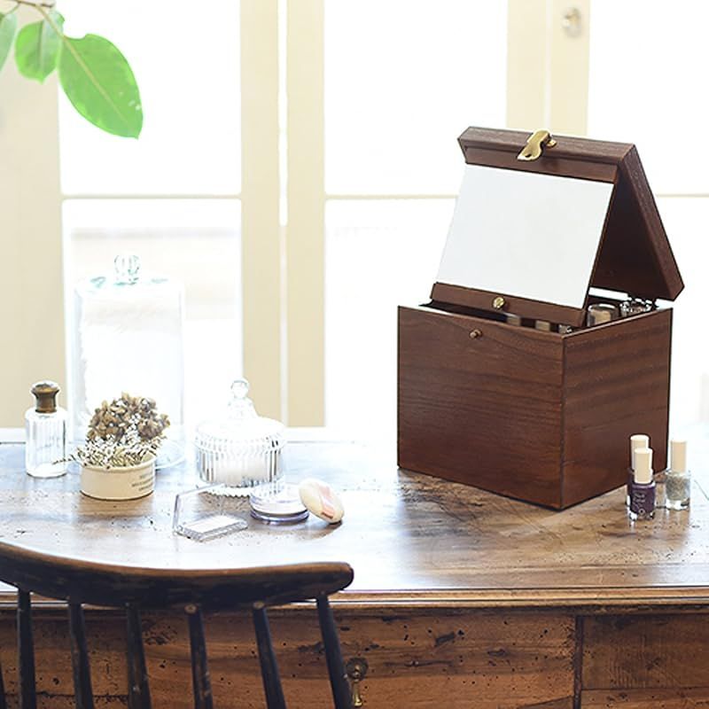 茶谷産業 Chatani Wooden Case ブラウン 本体 高さ230 高さ最大 285 ×幅240×奥行230mm ミラー部分 140×213mm 1