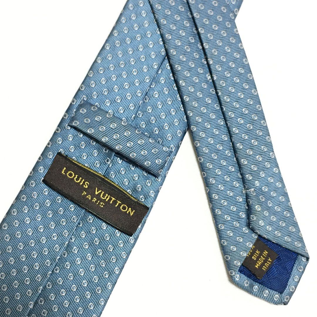 美品 ルイヴィトン Louis Vuitton ネクタイ シルク100% ライトブルー
