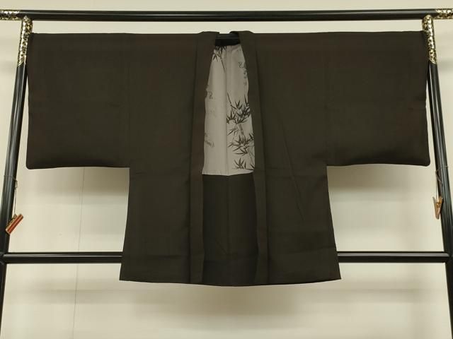 平和屋着物＃男性 羽織 鉄黒色 正絹 CAAT5743id