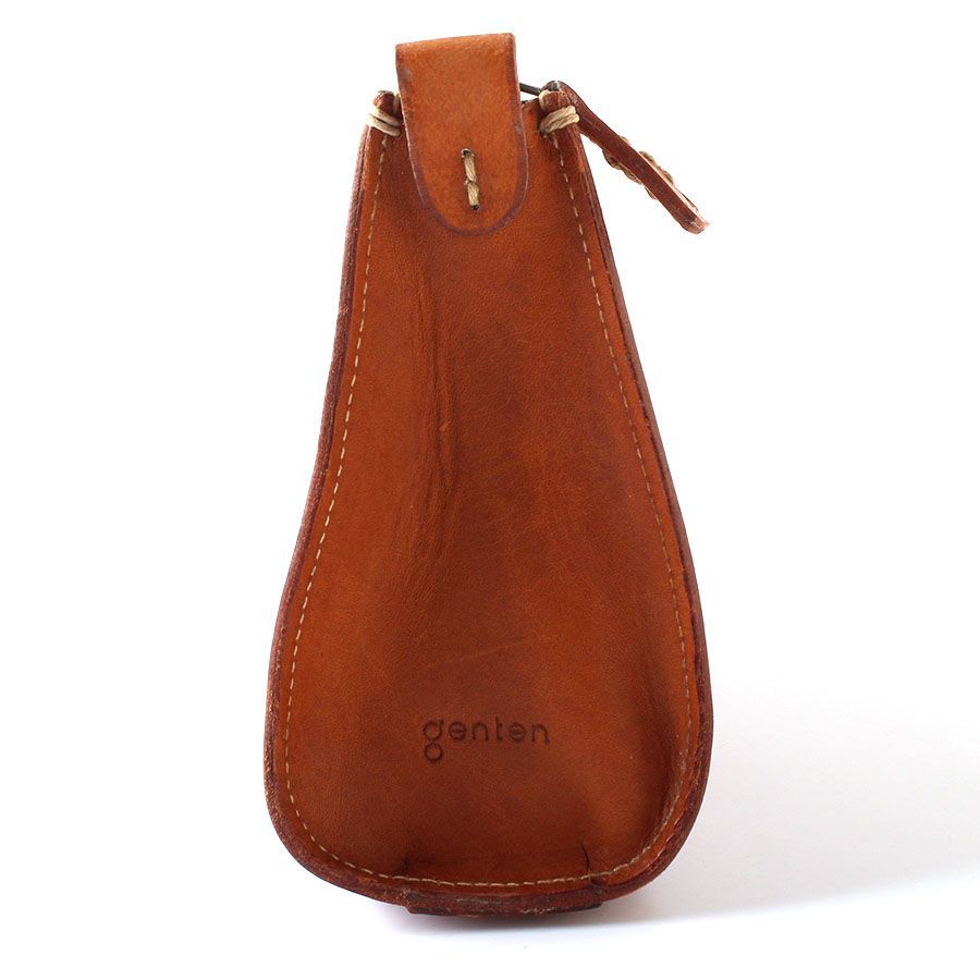 美品 genten ゲンテン ポーチ 本革 レザー ブラウン カットワーク genten 【最大p26％ 3年保証付】 ゲンテン cut work カット