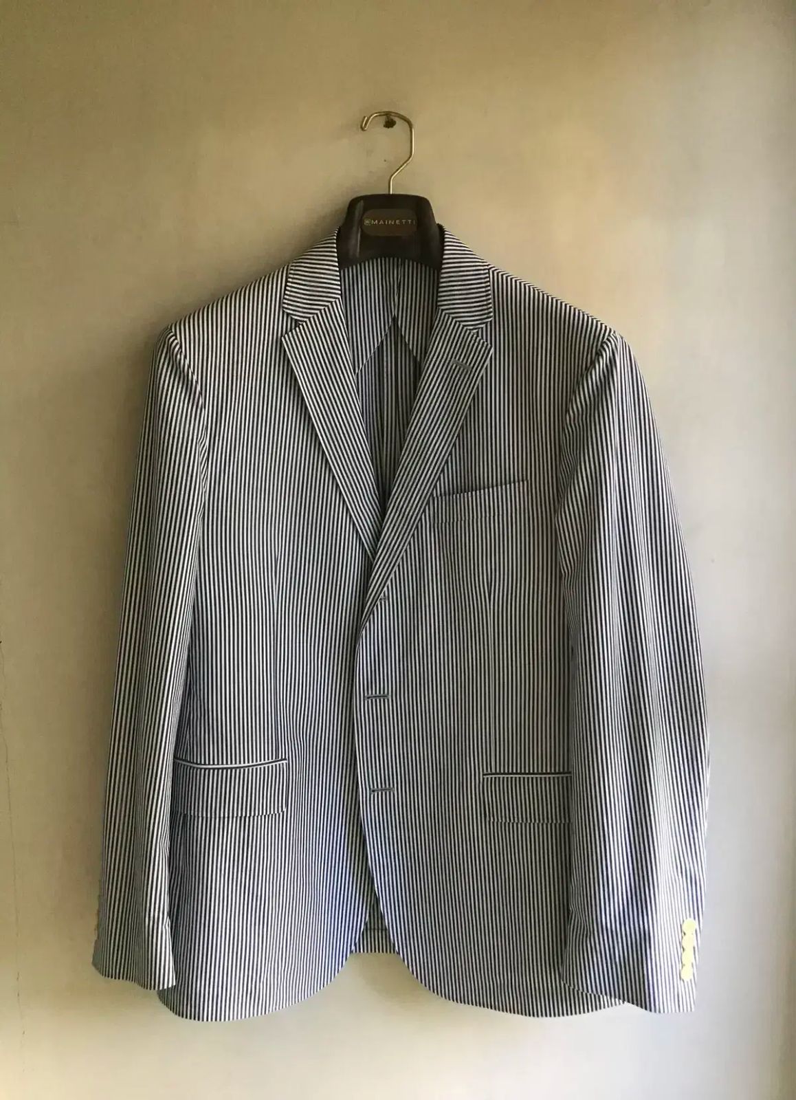 【雷市場（ポンジャン）商品韓国直送】 ポロ Ralph Lauren(ラルフローレン) ー ネイビー ストライプ コットン ジャケット 44R （ 105 ） 新品