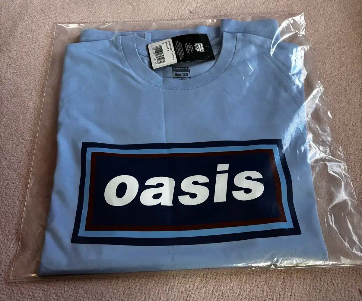 オアジス md 韓国 公式 レトロ ロゴ Tシャツ ブルー M