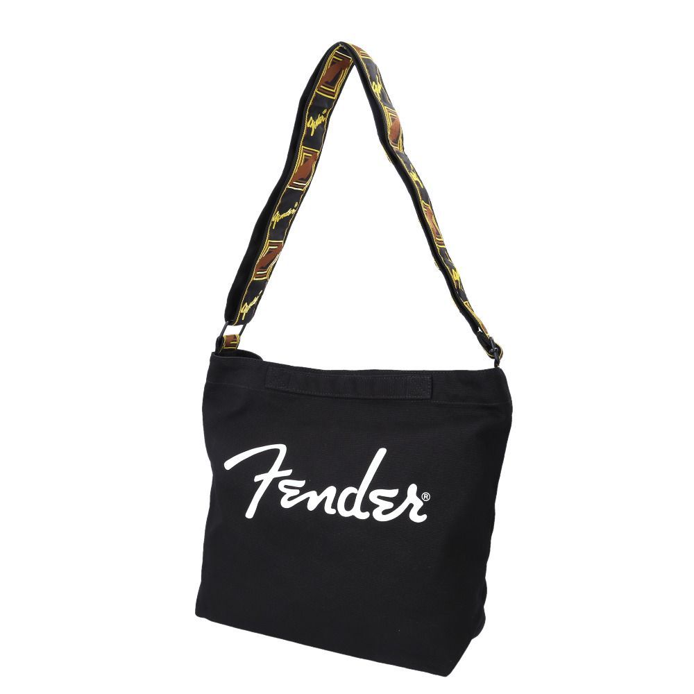 ブラック  Fender トートバッグ Fender フェンダー ショルダー 6001 ショルダーバッグ ショルダーバック ななめがけ 斜め掛け 斜めがけ 肩掛け 大きめ 大きい キャンバス 軽量 軽い 帆布 コットン 