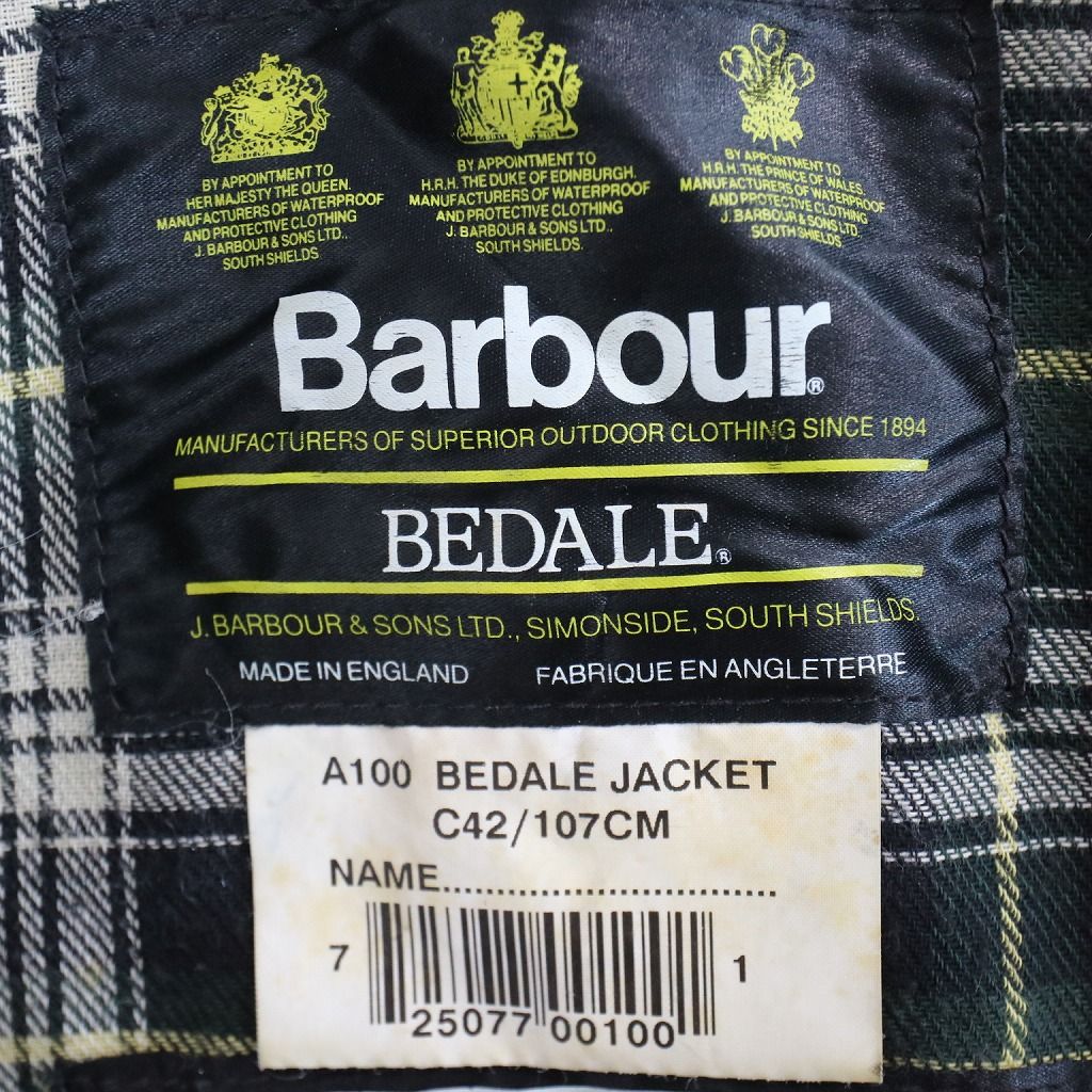 Barbour バブアー BEDALE オイルドジャケット 裏地チェック 防寒 防風