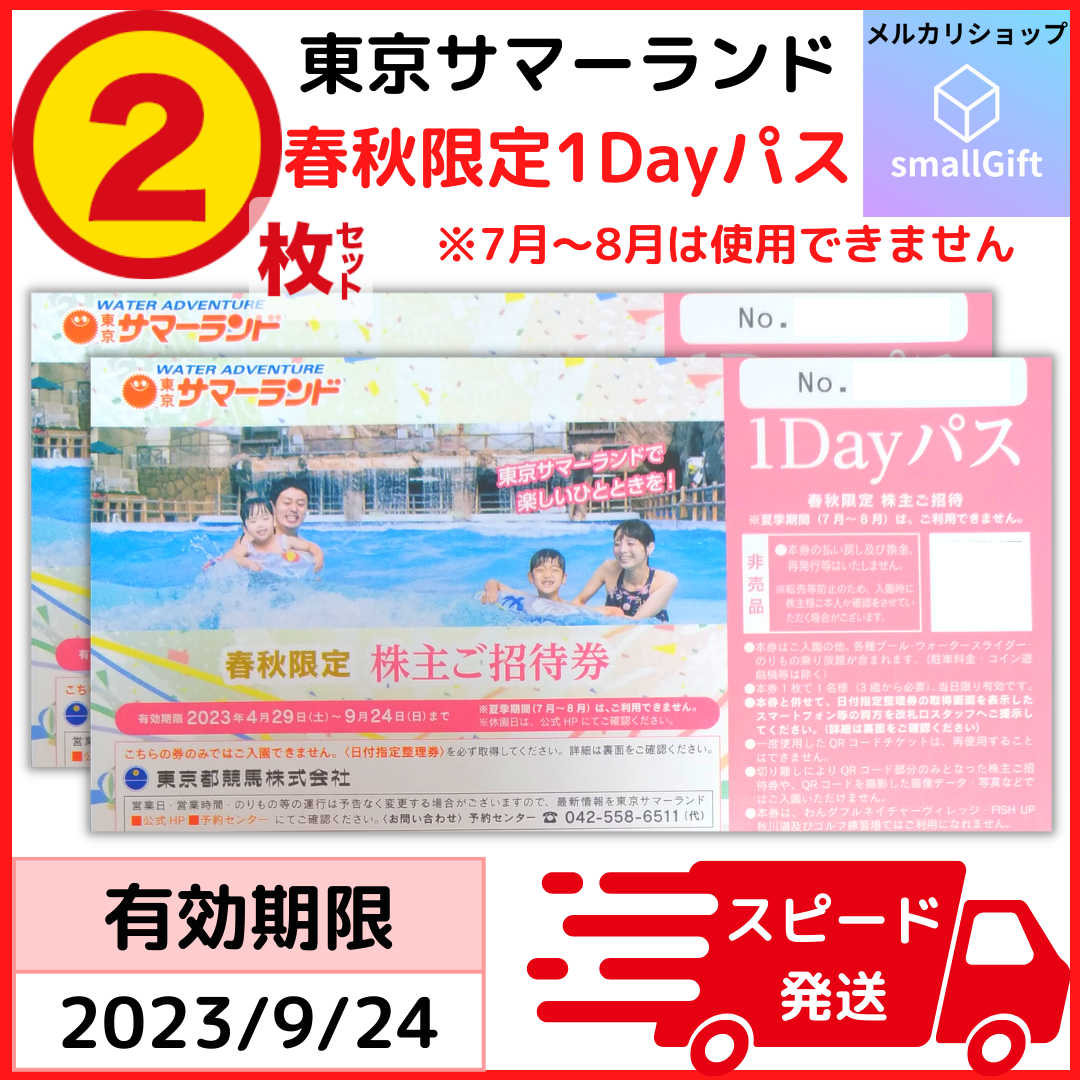 人気海外一番 東京サマーランド 春秋限定 1DAYパス 2枚 東京都競馬