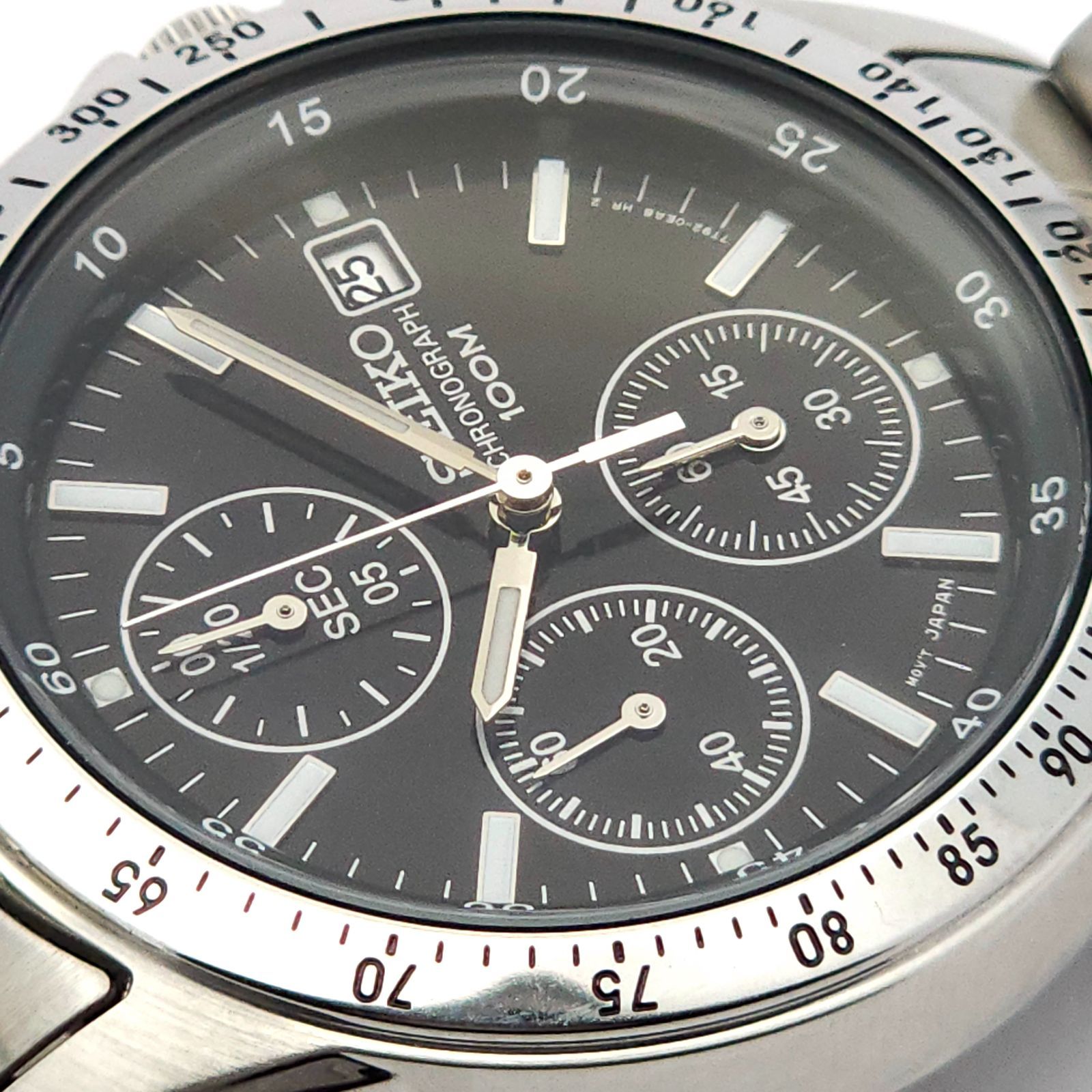 ☆良品 SEIKO セイコー クロノグラフ 7T92-0DX0 QZ 動作品 青 ☆良品