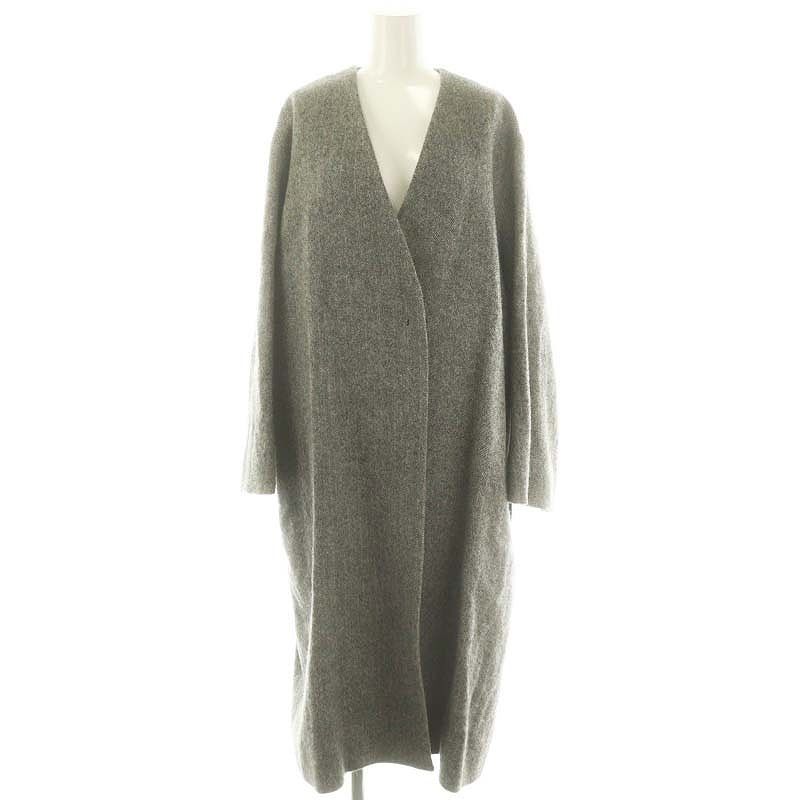 6 ROKU BEAUTY&YOUTH B&Y ロク ビューティーアンドユース HERRINGBONE COAT ノーカラーコート アウター ロング  ヘリンボーン 36 黒 白 ブラック ホワイト /ES □OS - メルカリ