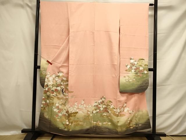平和屋着物□豪華振袖 手描き 花鳥文 暈し染め 金彩 正絹 逸品