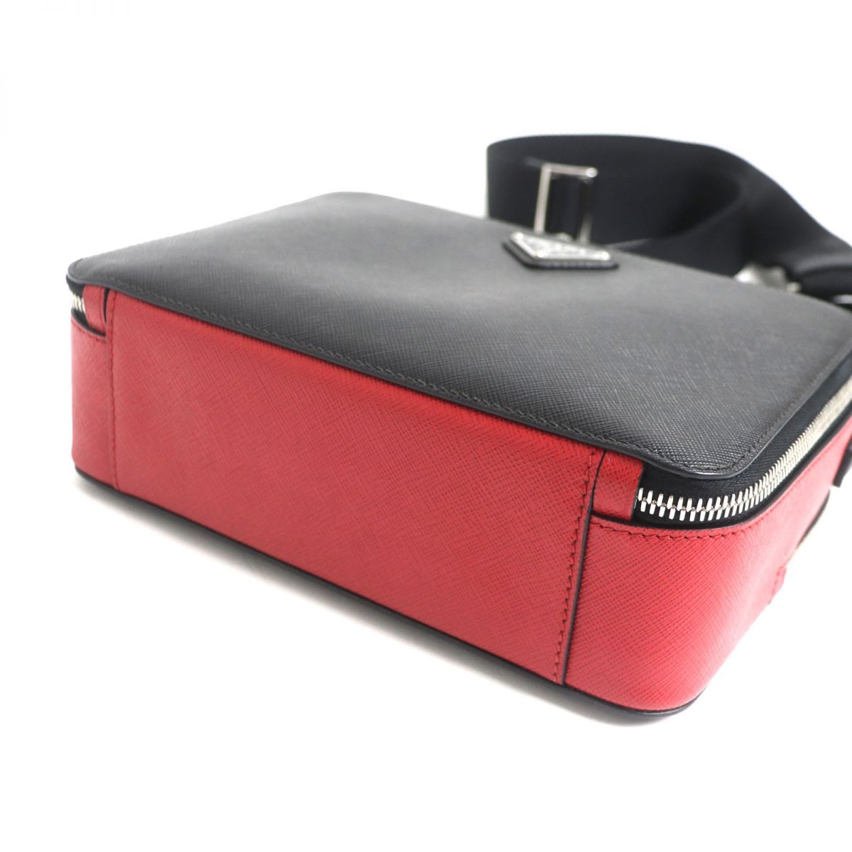 極美品▽PRADA プラダ 2VH069 ブリック 三角ロゴ付き サフィアーノ 