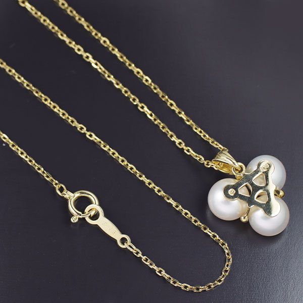 【真贋保証♡極上美品】ミキモト ネックレス＆リング K18 アコヤ真珠 ダイヤ ミキモト K18YG アコヤ真珠 ダイヤモンド ペンダントネックレス
