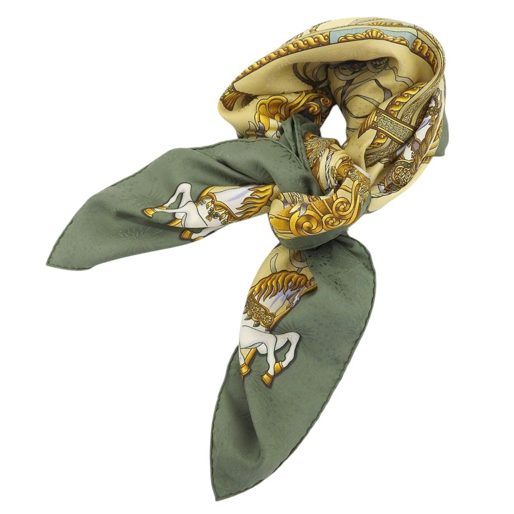 本物保証】 超美品 エルメス HERMES カレ90 ルナパーク スカーフ  