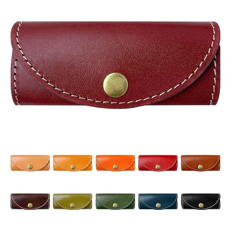 【新着商品】[leou0026aoi] キーケース メンズ レディース 4連 本革 スマートキー 三つ折り レザー 牛革 ヌメ 鍵入れ 鍵 カギ コンパクト キーホルダー 4連キーフック こだわり親父 レッドブラウ