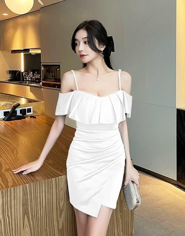 シンプル＆セクシー✨ミニタイトドレス　結婚式/パーティー対応　夜職・ラウンジOK 0805--beige_1.jpg
