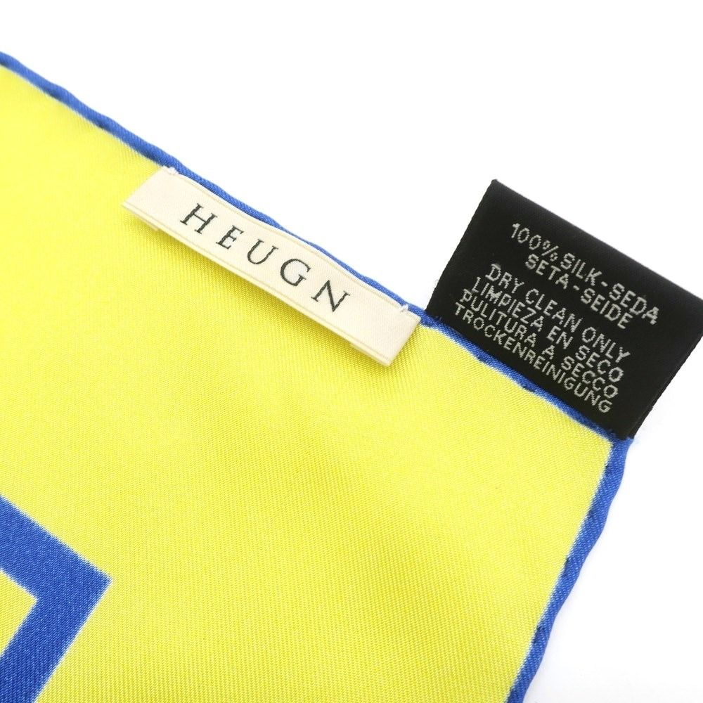 中古】ユーゲン HEUGN シルク スカーフ イエローxブルー【メンズ