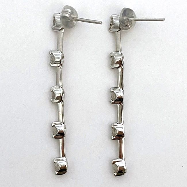 ダイヤ ピアス f-21519 ホワイトゴールド WG 美品 K18WG ピアス 三連