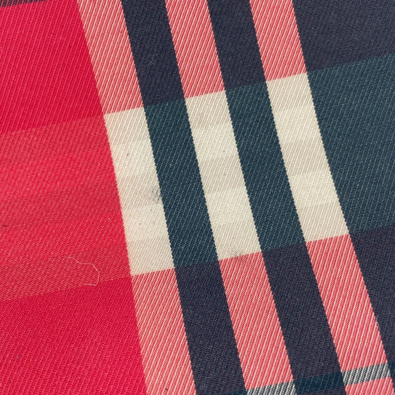 BURBERRY バーバリー チェック柄ハンドバッグ/レッド×ブラック