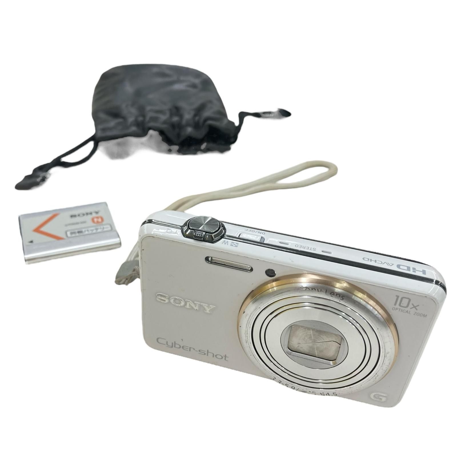 186000 現状品 sonny ソニー Cyber-shot コンパクトカメラ DSC-WX100 ホワイト バッテリー 袋付き