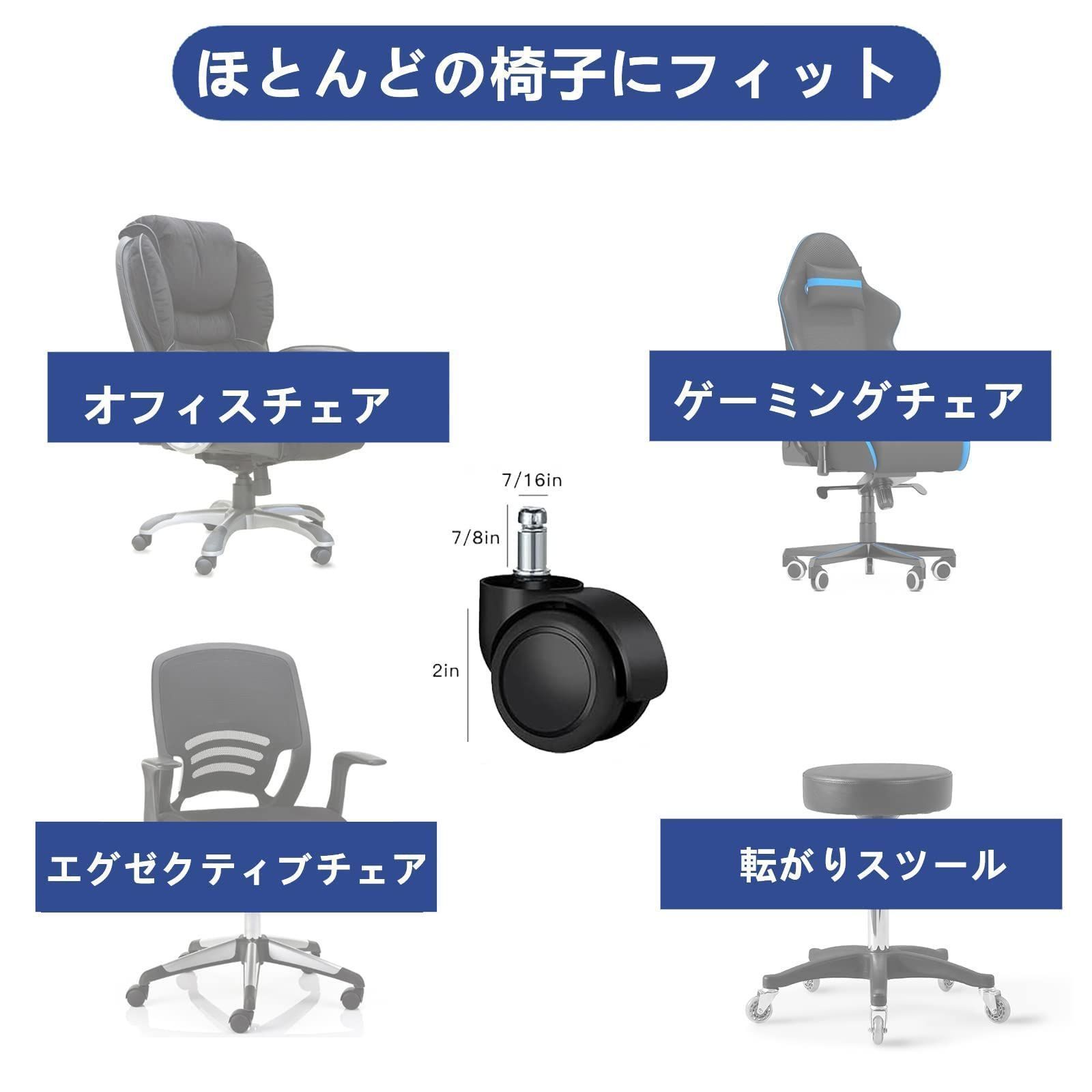 新着商品】Omyoffice キャスター,ウレタンキャスター（5点セット