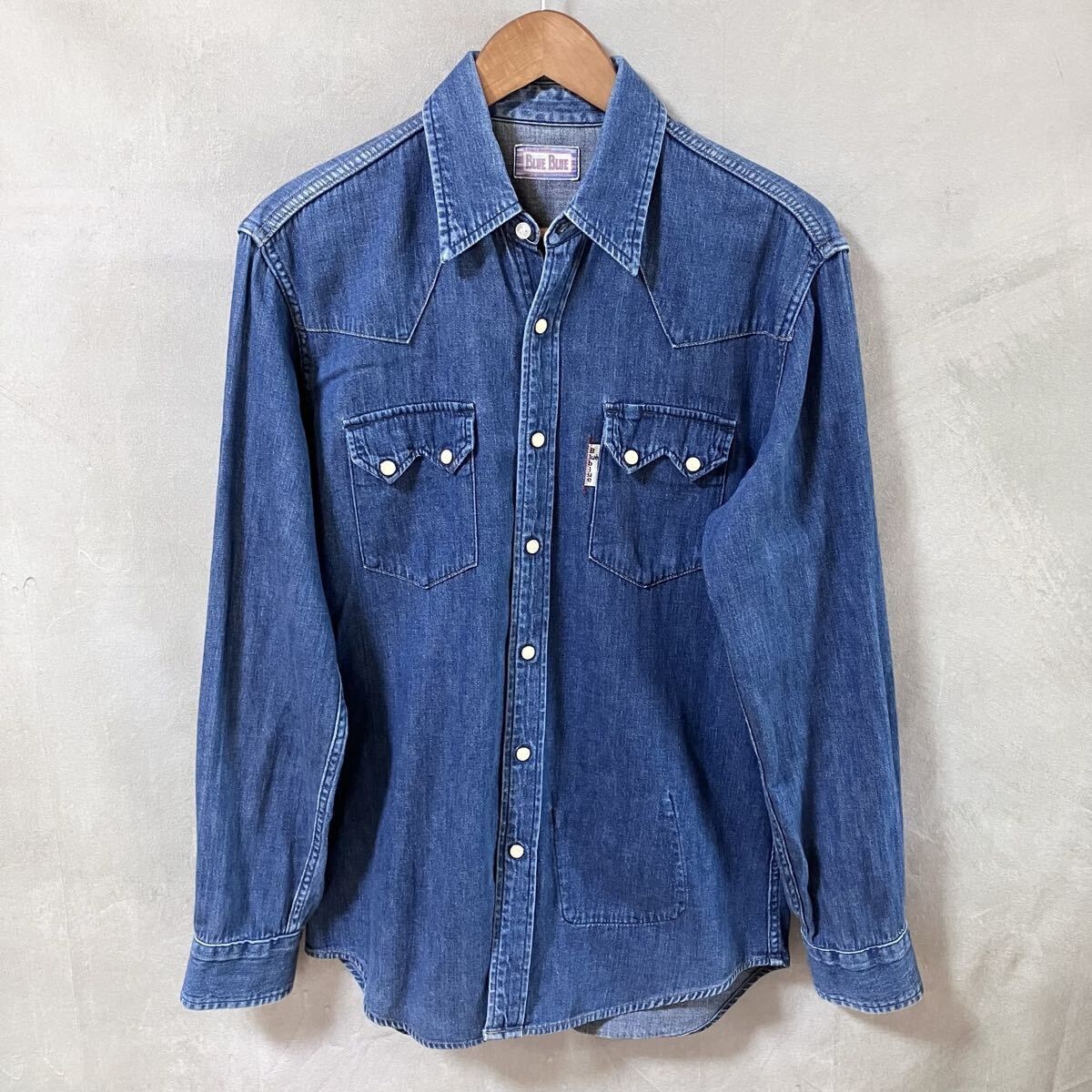 BLUE BLUE 胸ロゴ デニムウエスタンシャツ 2/M インディゴ BLUE BLUE ブルーブルー HRM デニム ウエスタン シャツ