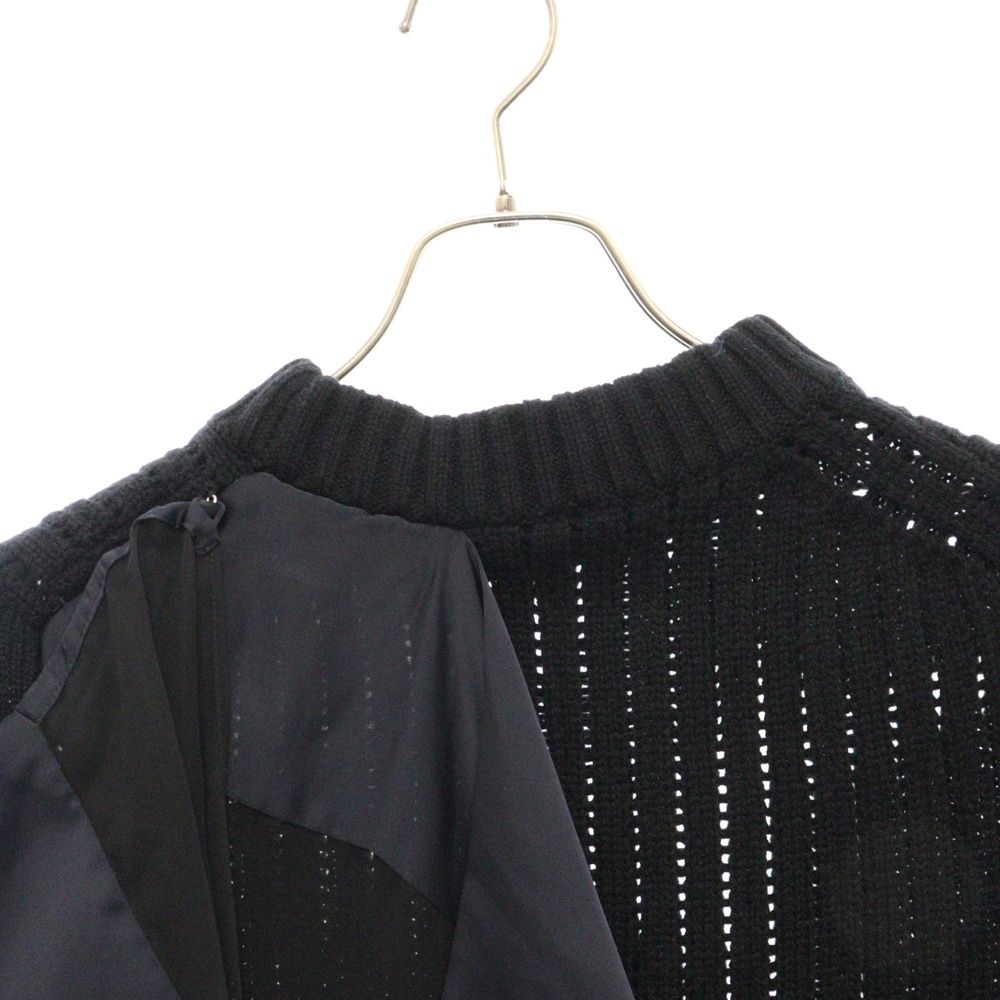 美品】sacai サカイ リネン 異素材 ドッキング シアー シフォン 黒