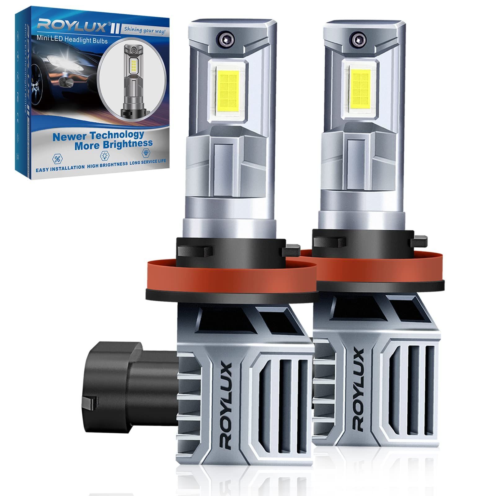 【数量限定】LEDバルブ 6000K LEDヘッドライトH8 60W 16000LM H16 超高輝度 車検対応 H8 キャンセラー内蔵 ロービーム H11 ハイビーム冷却ファン付き 静音 ROYLUX 2個入