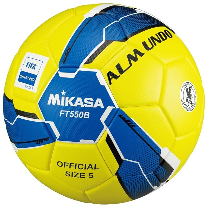 ミカサ(MIKASA) サッカーボール 5号球 日本サッカー協会 検定球 ALMUNDO(アルムンド) (一般・大学・高校生・中学生用) 貼り 黄/青/黒 FT550B-YBLBK-FQP 推奨内圧0.900(kgf/?) 1