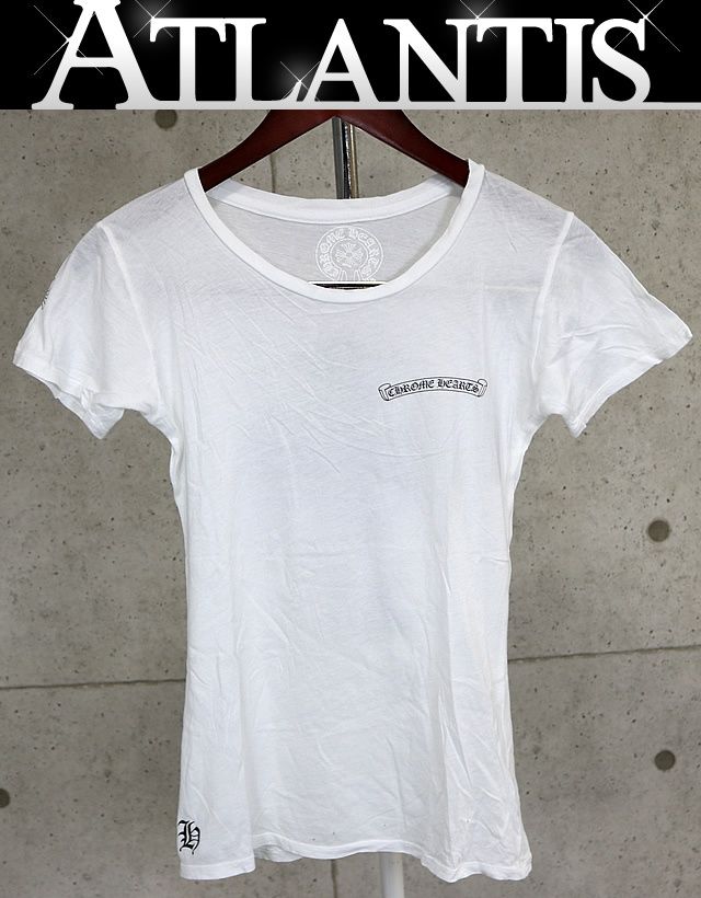 CHROME HEARTS 銀座店 クロムハーツ レディース セメタリークロス スクロールラベル プリント Tシャツ 半袖 size M 白 100577