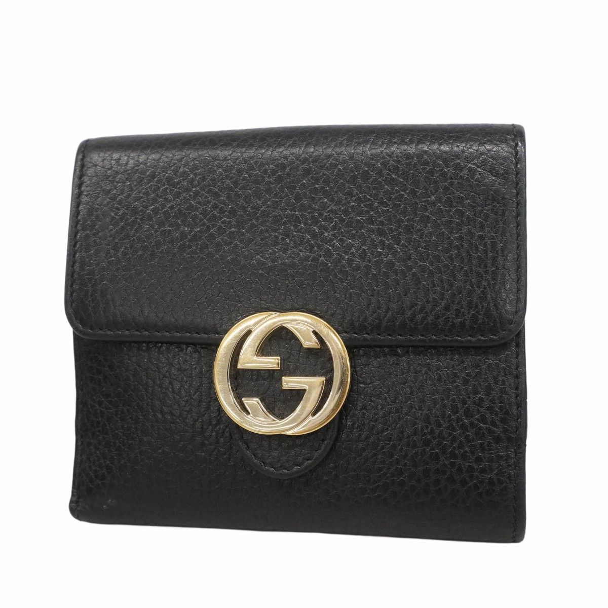 5mc3506 グッチ 財布 インターロッキングG 615525 レザー ブラック シャンパンゴールド金具 レディース