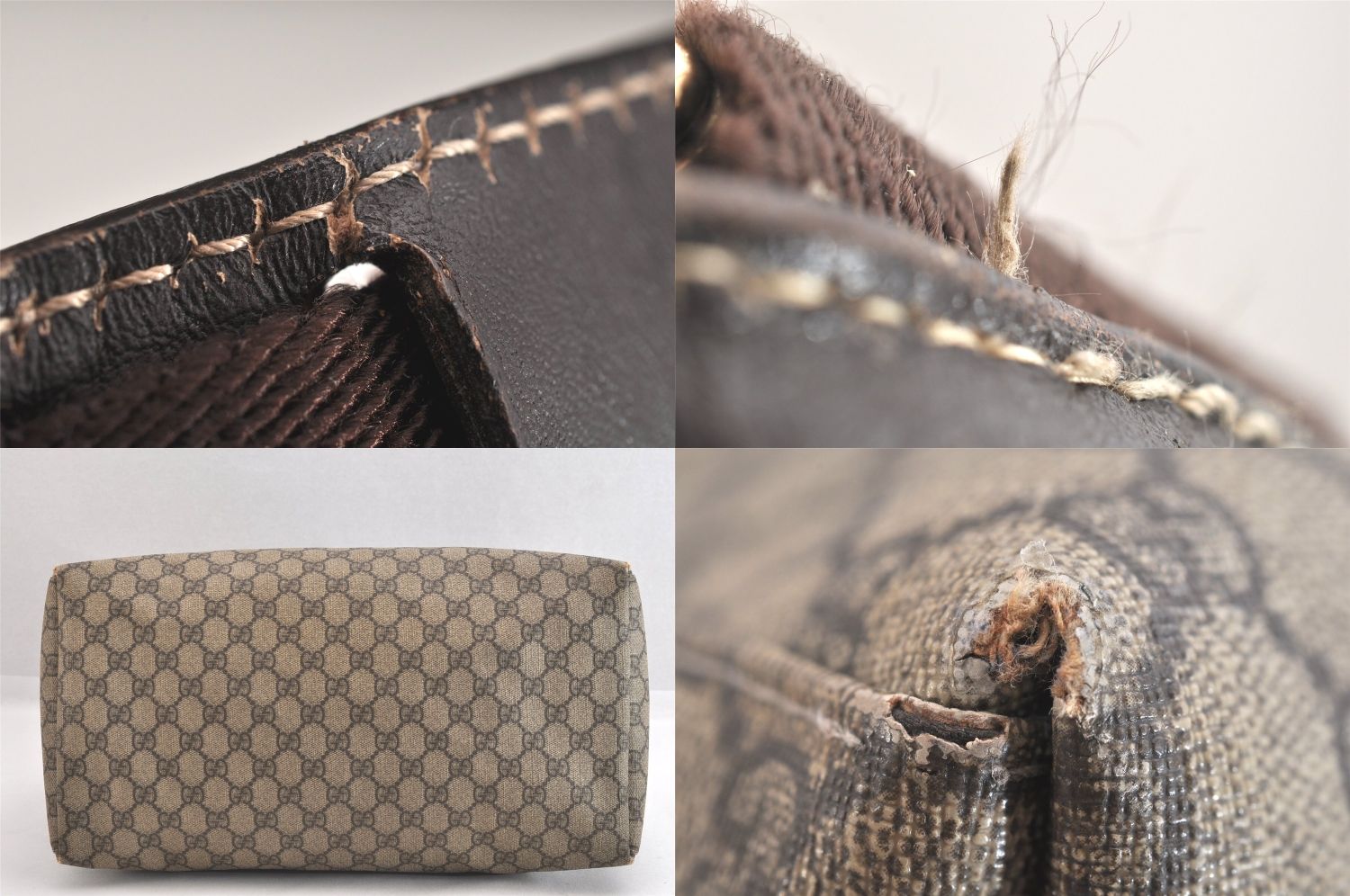 GUCCI グッチ ヴィンテージ ショルダークロスバッグ GGピーブイシー レザー 201767 ブラウン 2801N DECORATOM_COM_BR