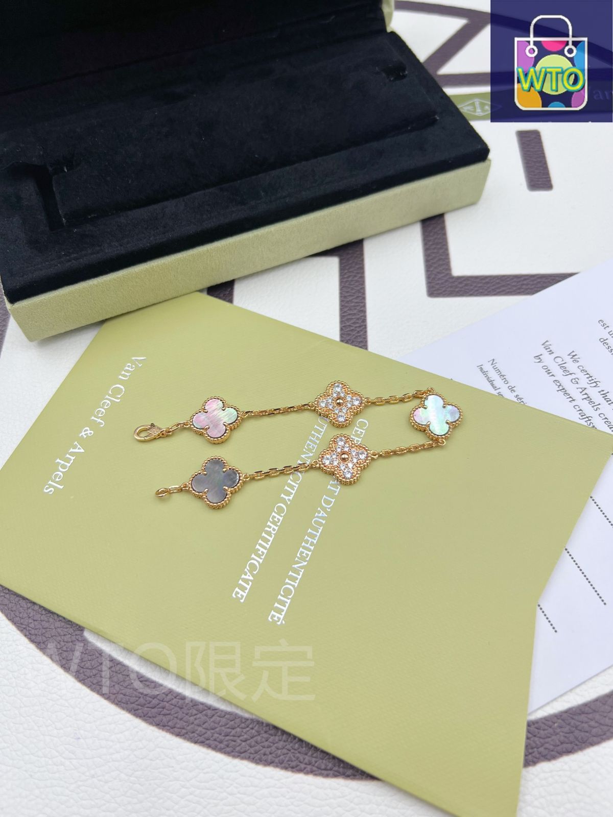 ストイックな Van Cleef - Arpels ヴァンクリーフ&アーペル 四つ葉のクローバー グレー マザーオブパール スペーサー ダイヤモンド ブレスレット| | -WTO輸入1 絶対にあなたの一番選択!