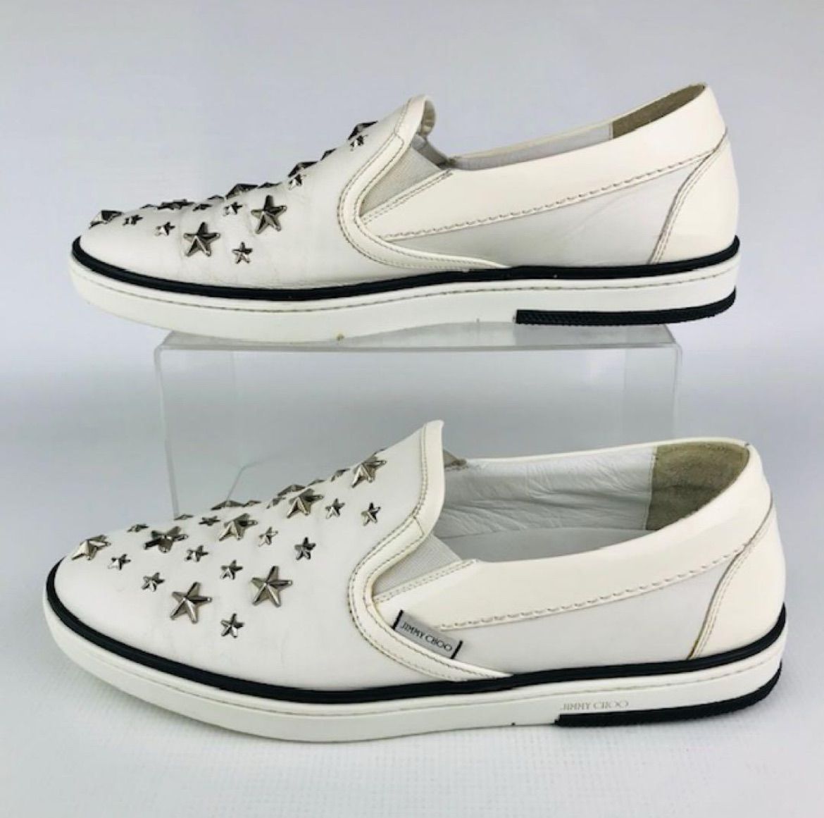 JIMMY CHOO☆ジミーチュウ・メンズ レザー切替し メタルスタースタッズ