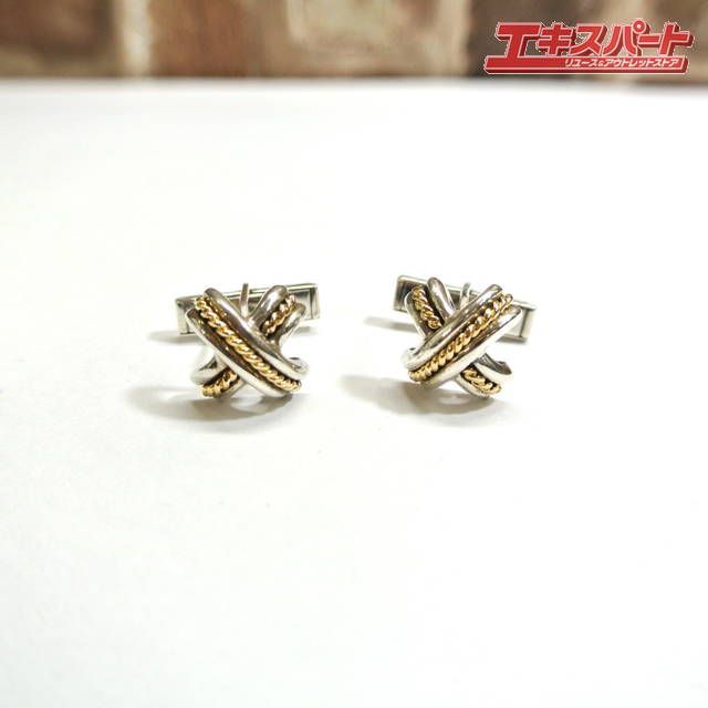 ヴィンテージ TIFFANYu0026Co ティファニー 1992 シグネチャークロス カフス ペア K18 シルバー925 湘南台店