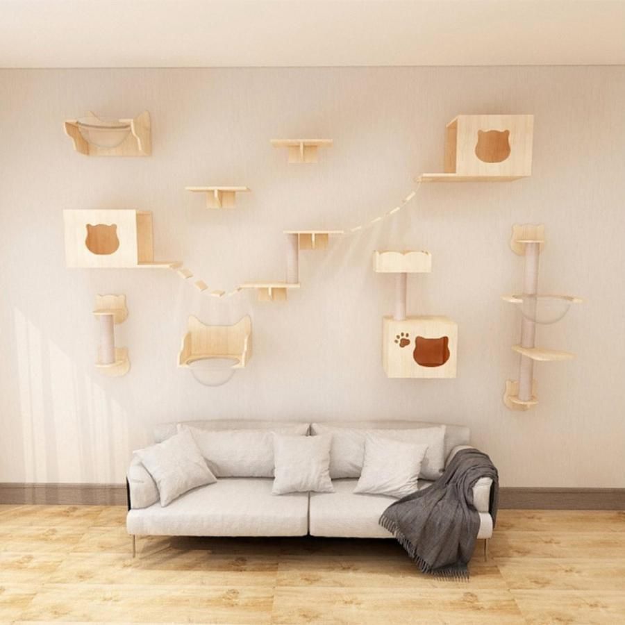 キャットウォーク キャットタワー キャットステップ 木製 壁掛け 猫用 猫家具 猫ハウス 省スペース インテリ 壁ハウス 壁取り付け 遊び場