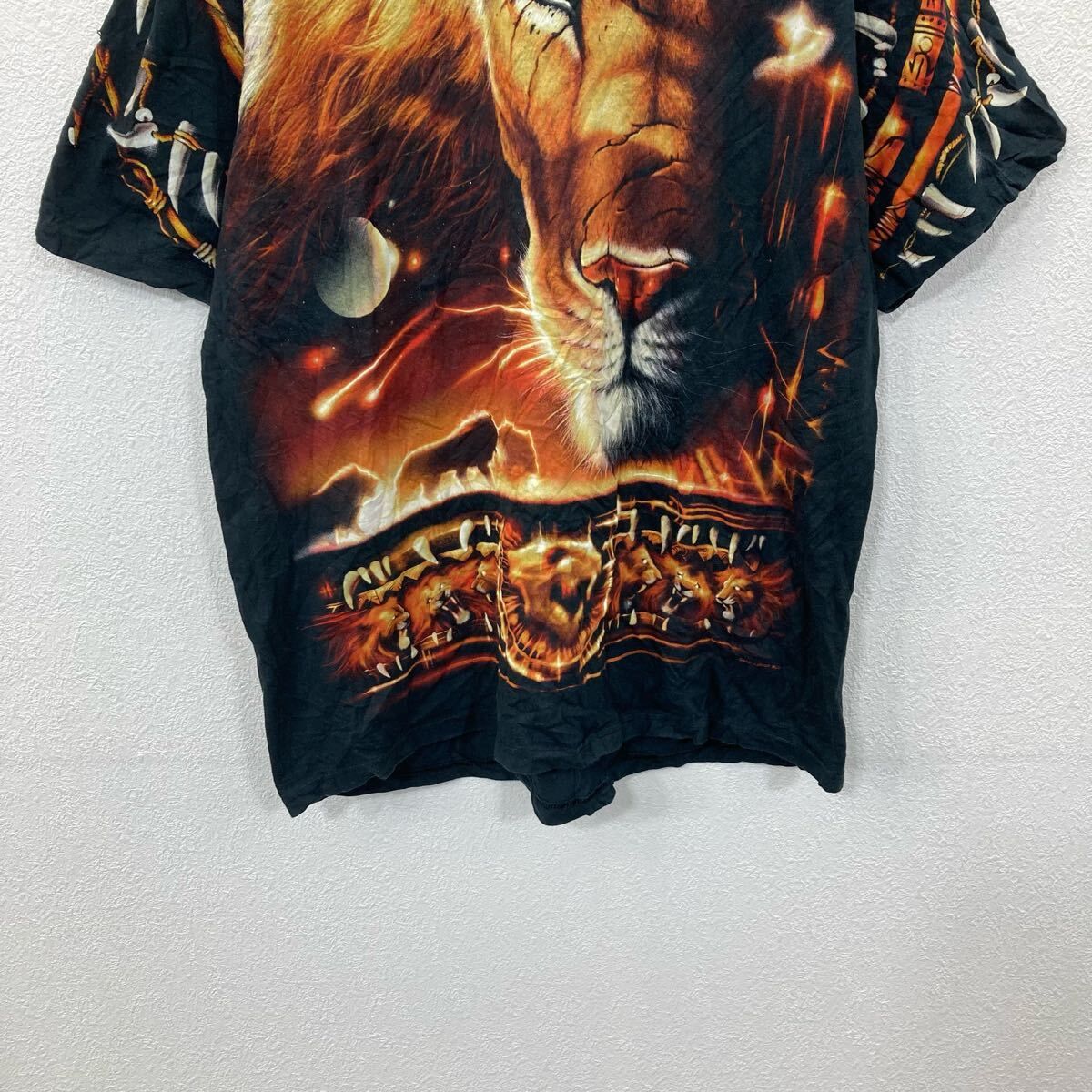 LIQUID BLUE 半袖 アニマル プリントTシャツ XL位 ブラック リキッド 