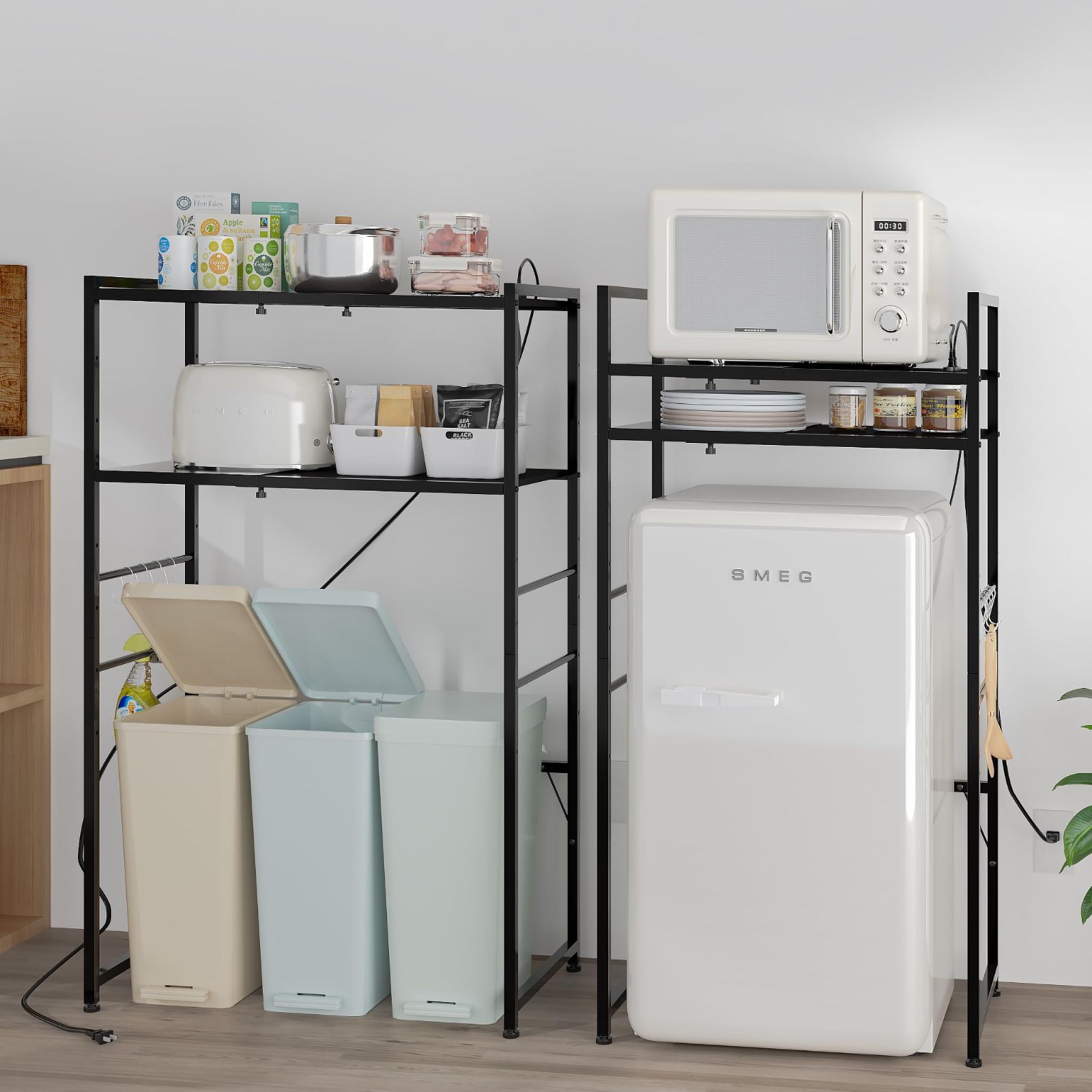 冷蔵庫上ラック ゴミ箱上ラック 洗濯機ラック W60×D40×H180cm 11段調整