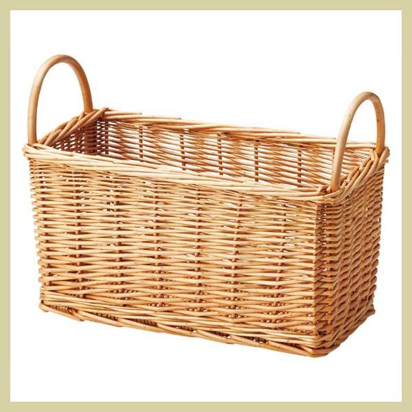 『煮柳』持ち手付き四角タイプ収納ケース「35×17×18cm」　※定番,シンプル,天然素材,アジアン,リーズナブル,ナチュラル,カントリー,レトロ,まとめ買い,セット,割引き,シリーズ,ケース,ボックス,かご,収納,バスケット,籐