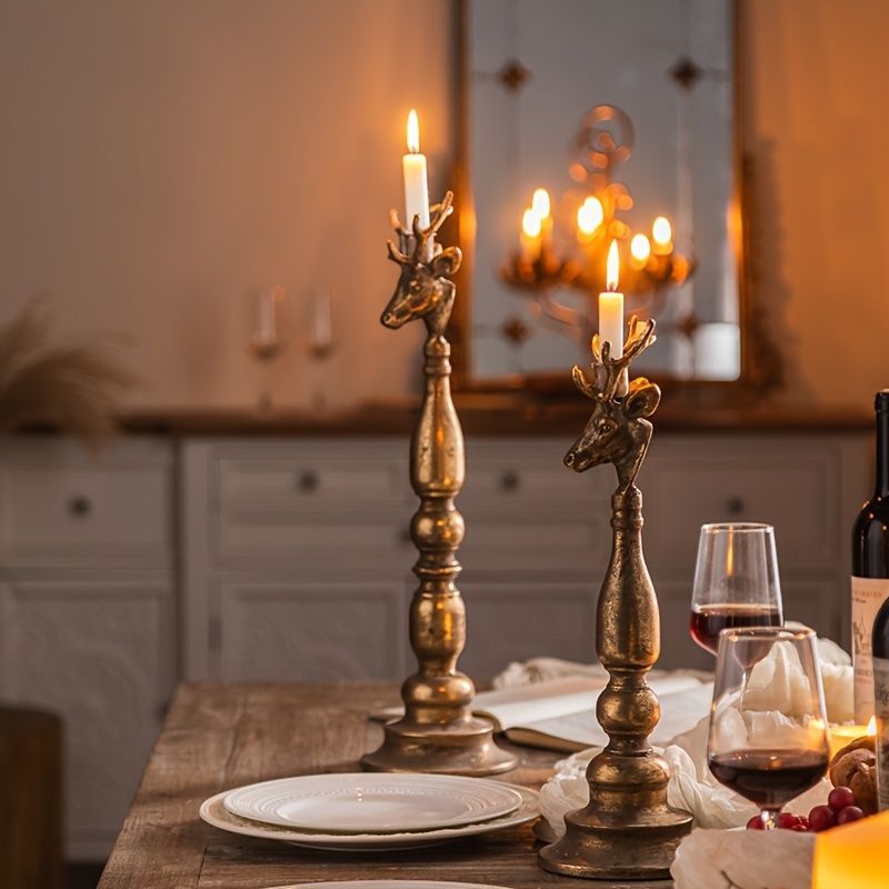 キャンドルホルダー キャンドルスタンド トナカイ クリスマス装飾 感 金属 インテリア 装飾 パーティー リビング ダイニング オシャレ 可愛い 寝室 テーブルデコレーション