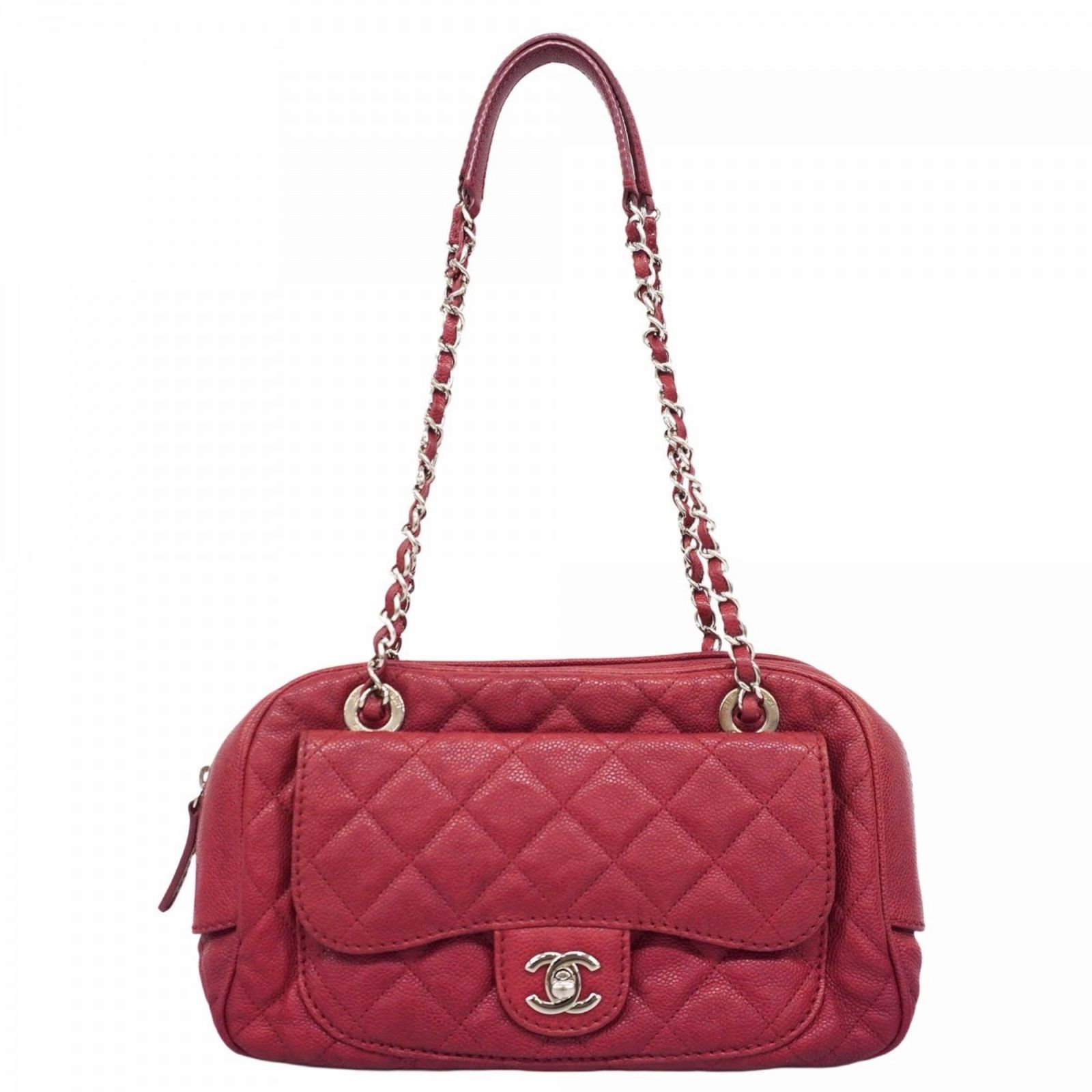 良品◆ CHANEL ショルダーバッグ マトラッセ レッド 付属品付き CHANEL 中古品 シャネル マトラッセ チェーンショルダーバッグ