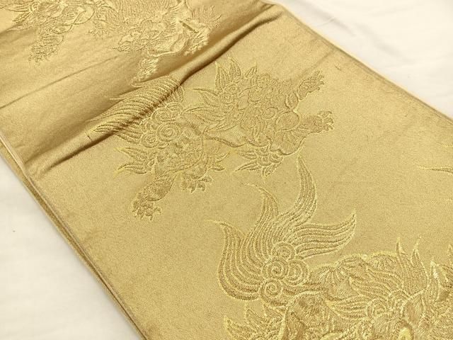 SO-536 袋帯 六通 正絹 石摺唐糸 人 動物 植物 ハイセンス 逸品 平和屋着物◎六通柄袋帯 唐獅子 金糸 正絹 逸品 BAAR4905ct