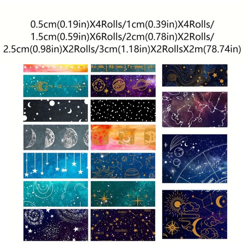 星、星空柄マスキングテープ16巻セットまとめ売り 個人作家多め レア