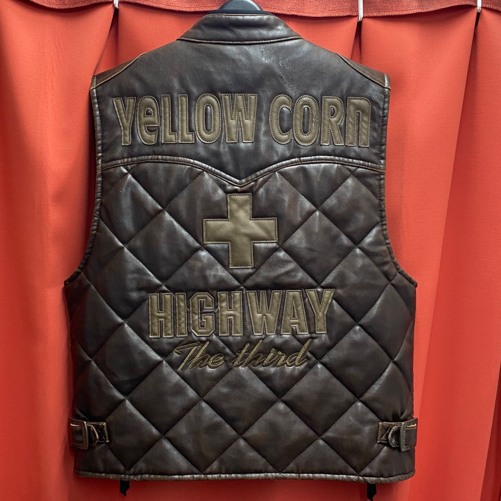 イエローコーン YELLOW CORN 希少レザーベストLサイズYELLOW 牛革