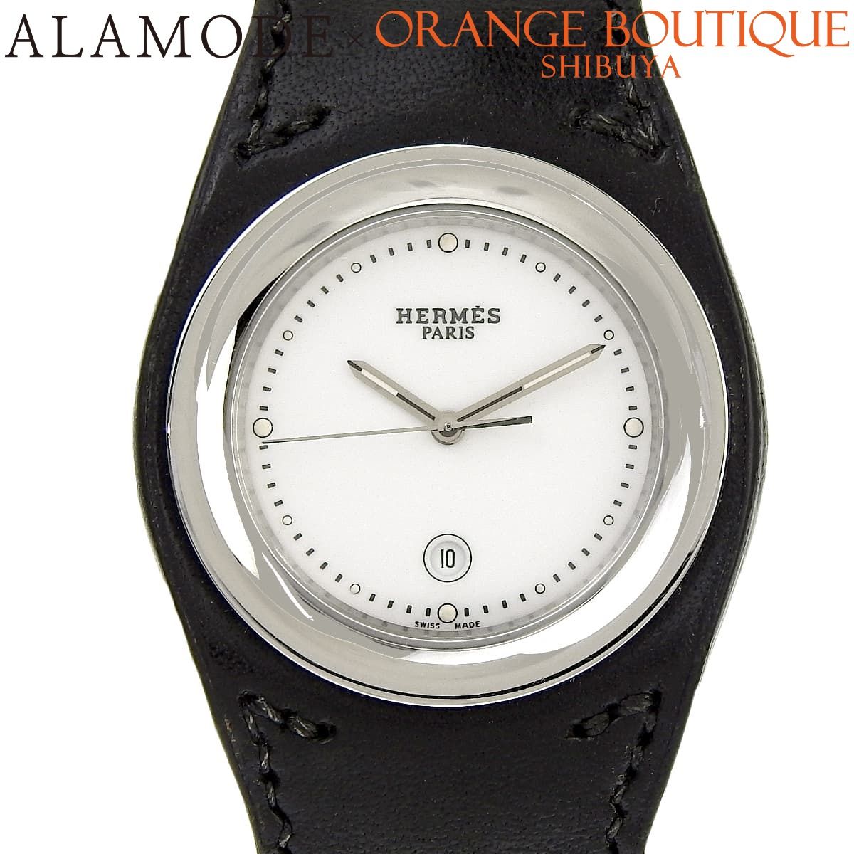 エルメス アーネ HA1.710 SS クオーツ 腕時計 ホワイト ブラック  