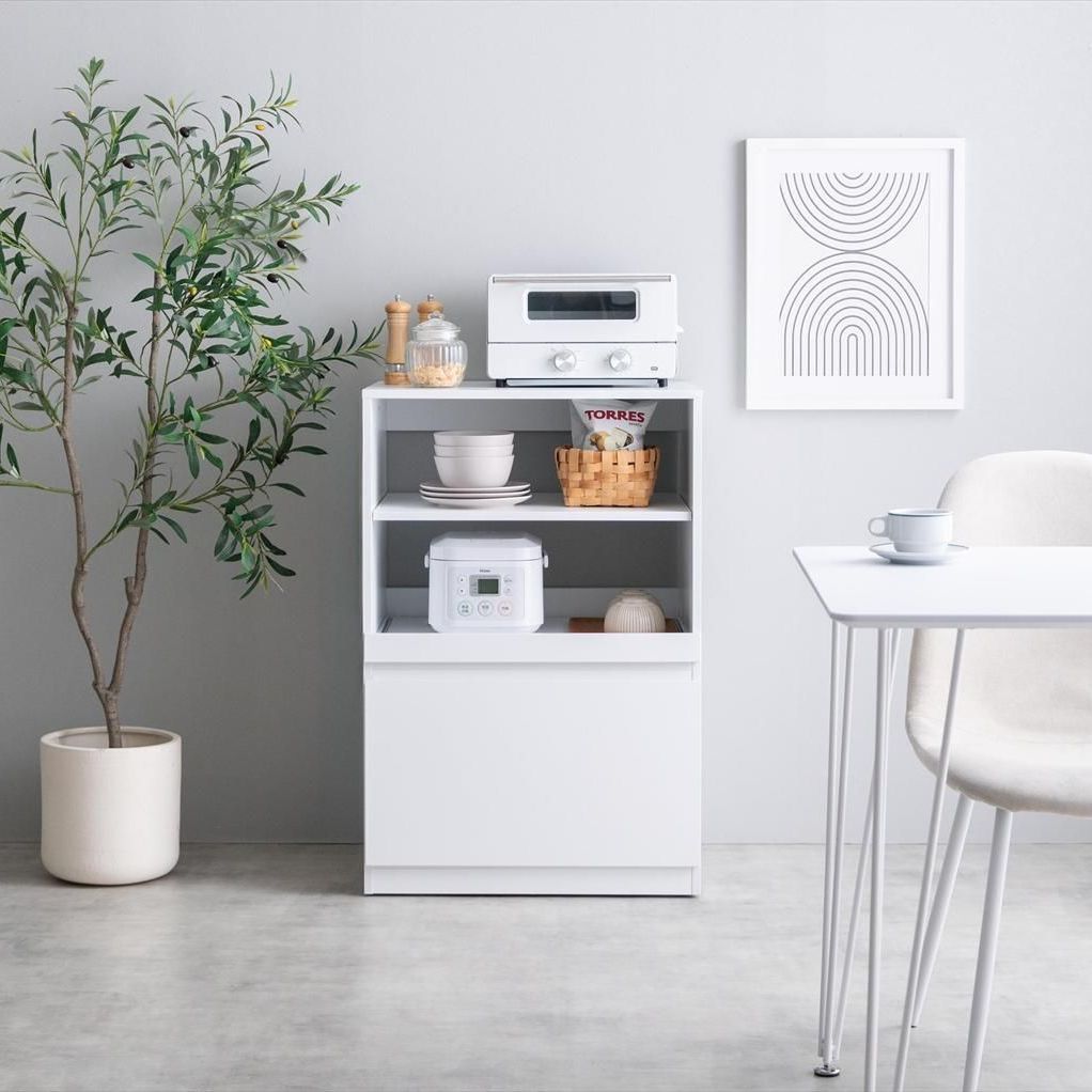 コンパクト キッチン キャビネット 幅60cm 食器棚 キッチンボード レンジ台 レンジボード キッチン収納