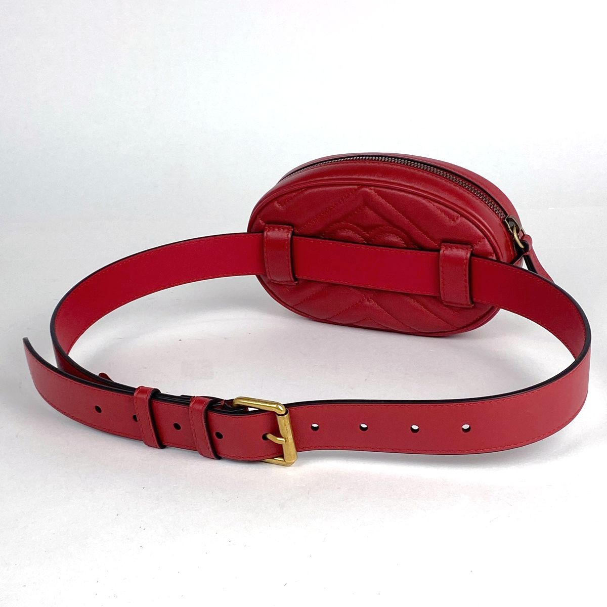 グッチ GUCCI GGマーモント ウエストバッグ ベルトバッグ ボディバッグ レザー レッド 476434 レディース