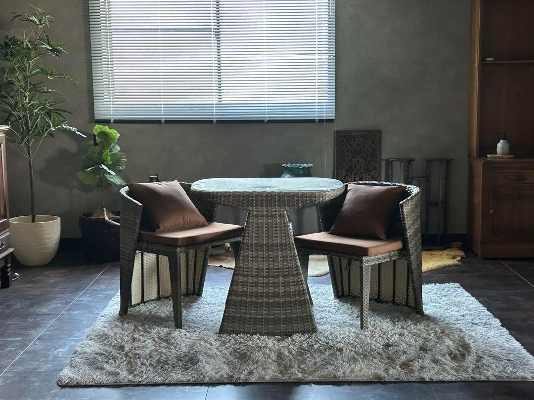 ラタンチェア ガーデンテーブルセット バルコニー べランピング コンパクト RZ