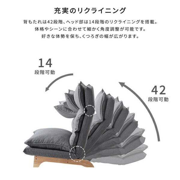 脚付きリクライニングローソファ オットマンセット