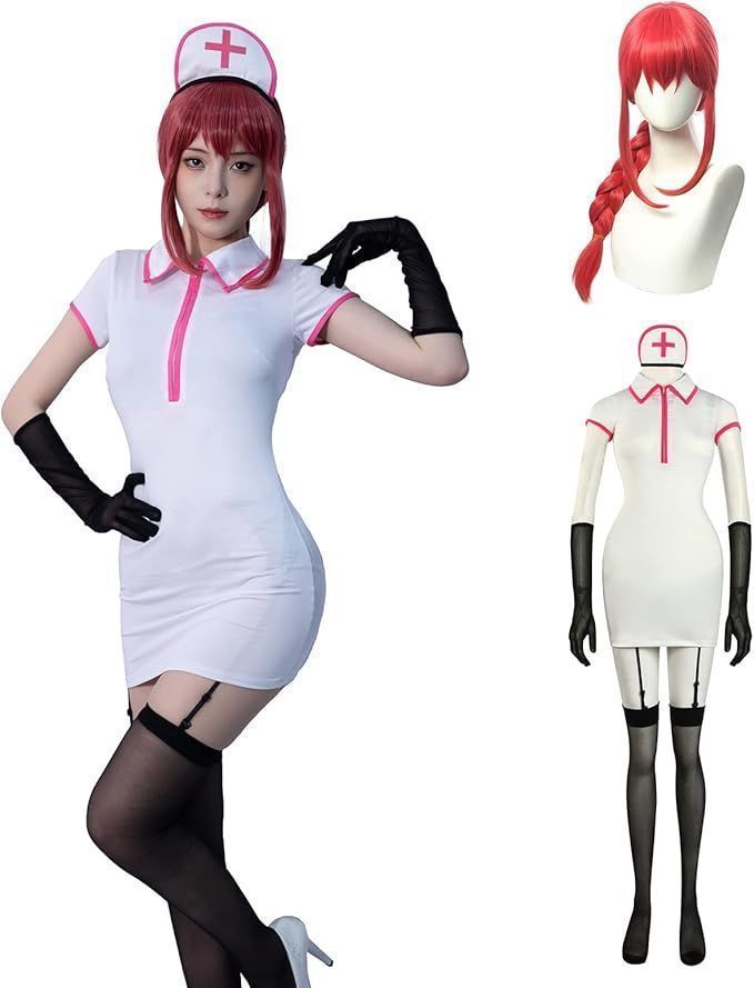 チェンソーマン Chain saw man マキマ コスプレウイッグは付き　パワー 看護師服 ナース服 コスプレ衣装 コスチューム ハロウィン クリスマス 制服 大人 アニメ cosplay イベント