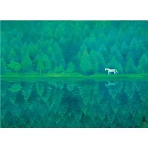 新品】東山魁夷 『若葉の季節』複製画 ポスター高級額付 風景画 新緑