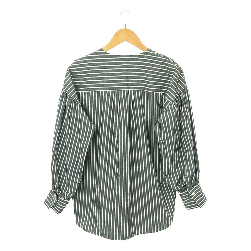 MACHATT / マチャット | ラッフルストライプブラウス | グリーン/ホワイト | レディース MACHATT / マチャット | ラッフルストライプブラウス | グリーン
