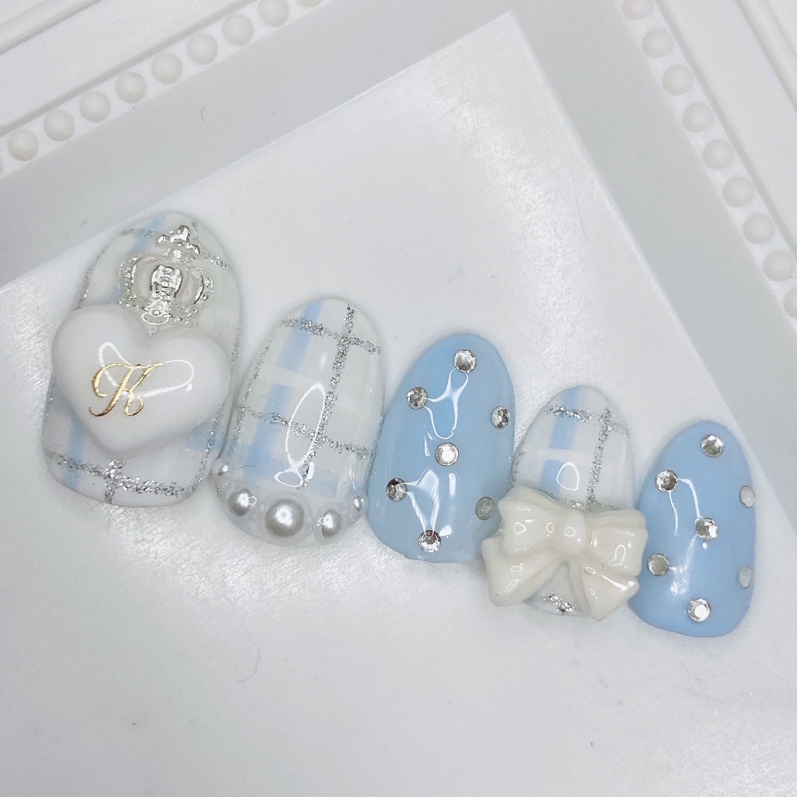 order】ネイルチップ 水色 推し チェック - メルカリ